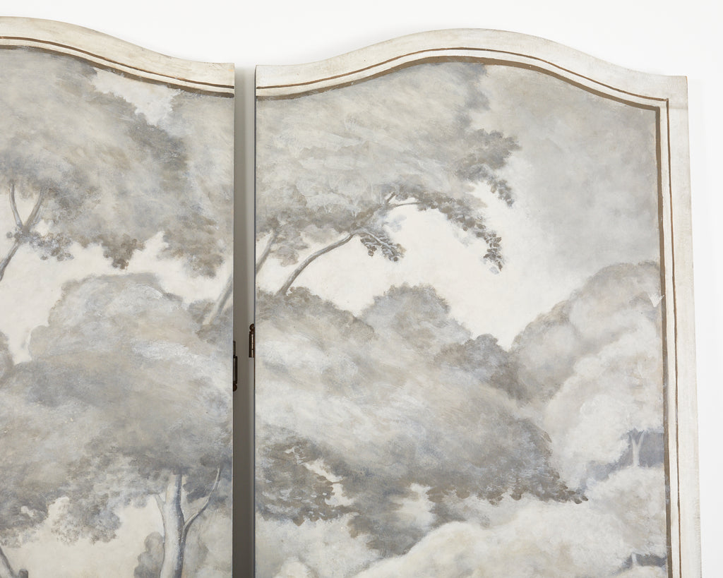 Dennis and Leen Eight Panel Screen Neoclassical Grisaille Landscape
