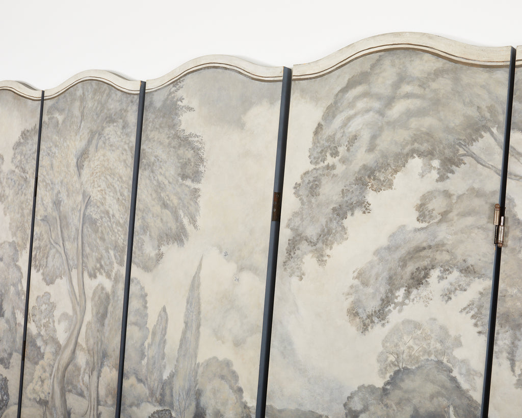 Dennis and Leen Eight Panel Screen Neoclassical Grisaille Landscape