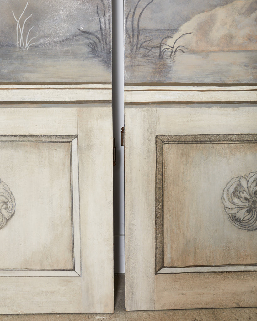 Dennis and Leen Eight Panel Screen Neoclassical Grisaille Landscape