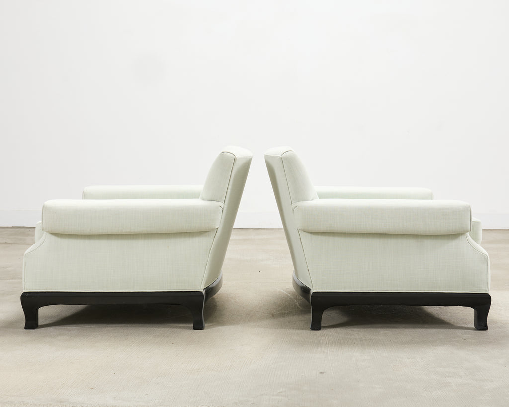 Pair of A. Rudin 619 Modern Ebonized Ming Style Lounge Chairs