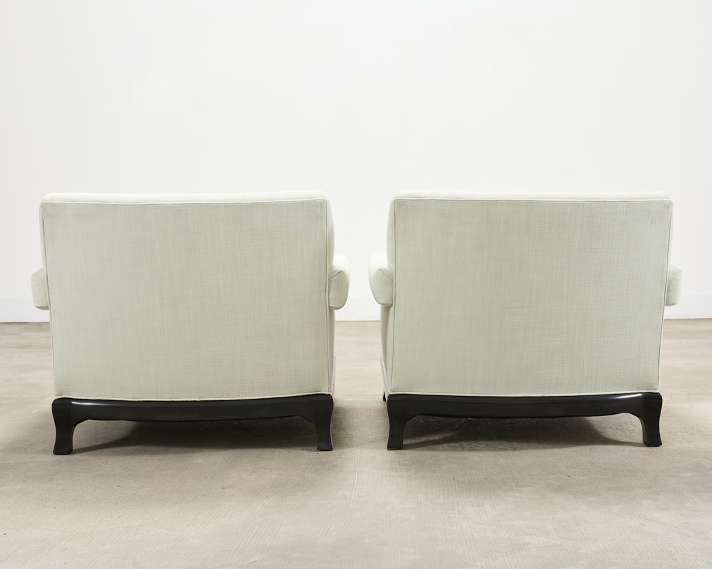 Pair of A. Rudin 619 Modern Ebonized Ming Style Lounge Chairs