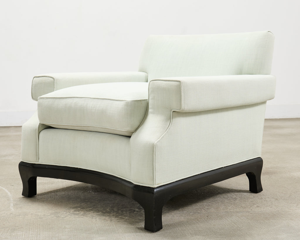 Pair of A. Rudin 619 Modern Ebonized Ming Style Lounge Chairs
