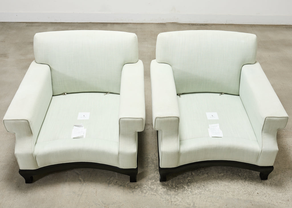 Pair of A. Rudin 619 Modern Ebonized Ming Style Lounge Chairs