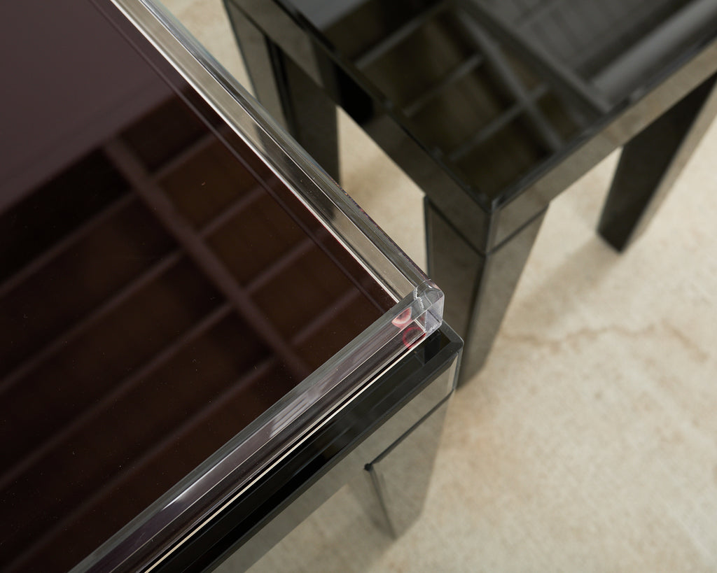 Alexandra Von Furstenberg Black Acrylic Nesting Drink Tables with Vanity Tray