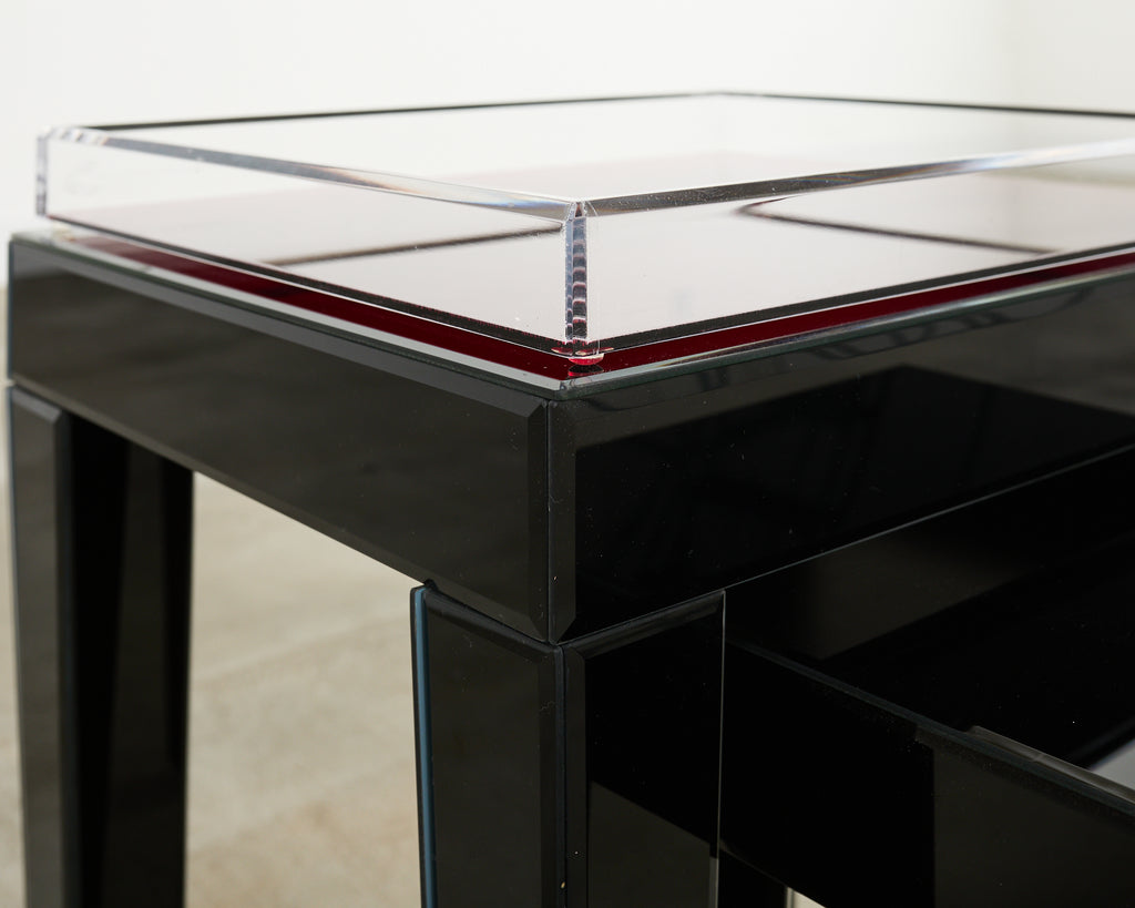 Alexandra Von Furstenberg Black Acrylic Nesting Drink Tables with Vanity Tray