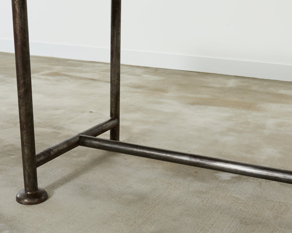 English Industrial Style Iron Pine Plank Dining Table