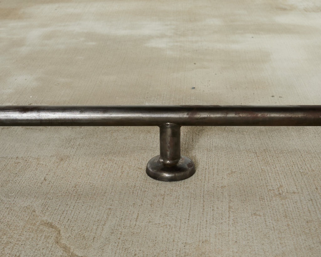 English Industrial Style Iron Pine Plank Dining Table