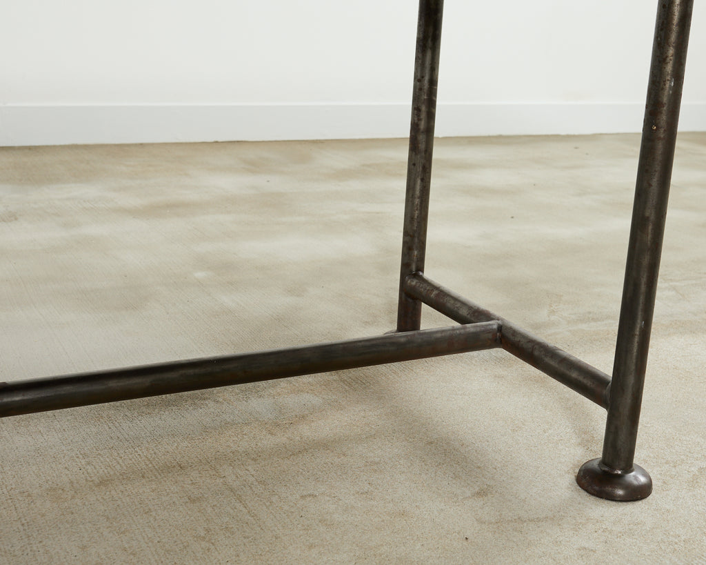 English Industrial Style Iron Pine Plank Dining Table