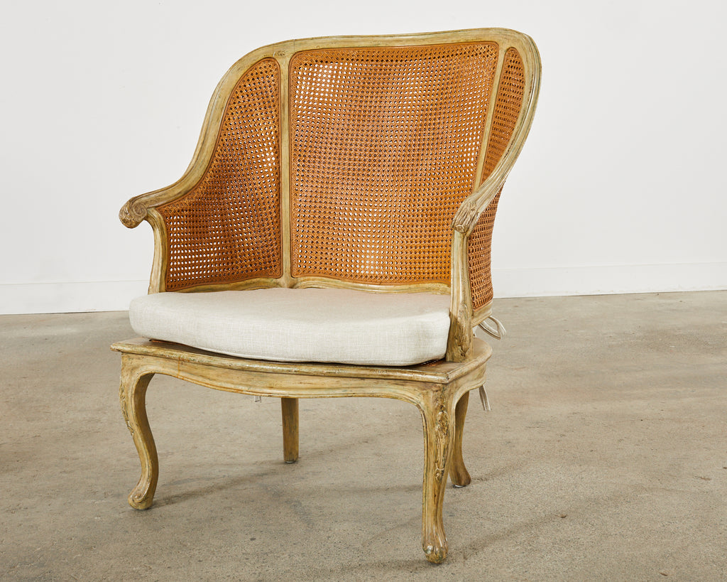 Pair of Hendrix Allardyce Key West Caned Bergère Armchairs