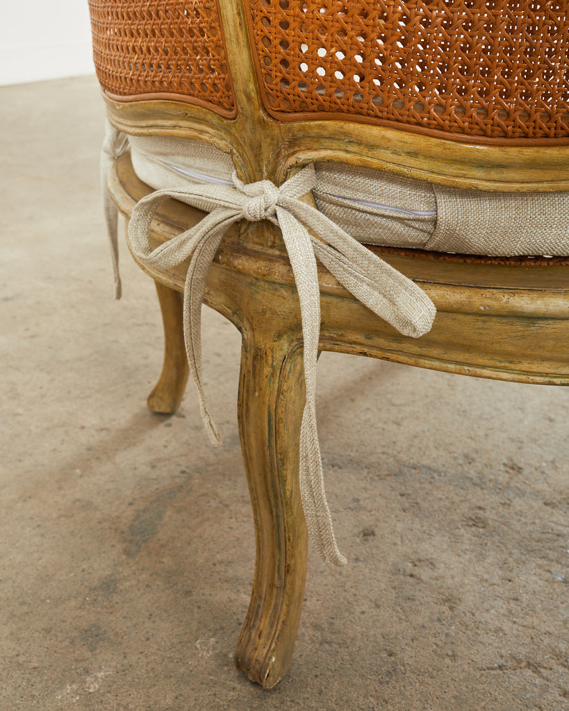 Pair of Hendrix Allardyce Key West Caned Bergère Armchairs