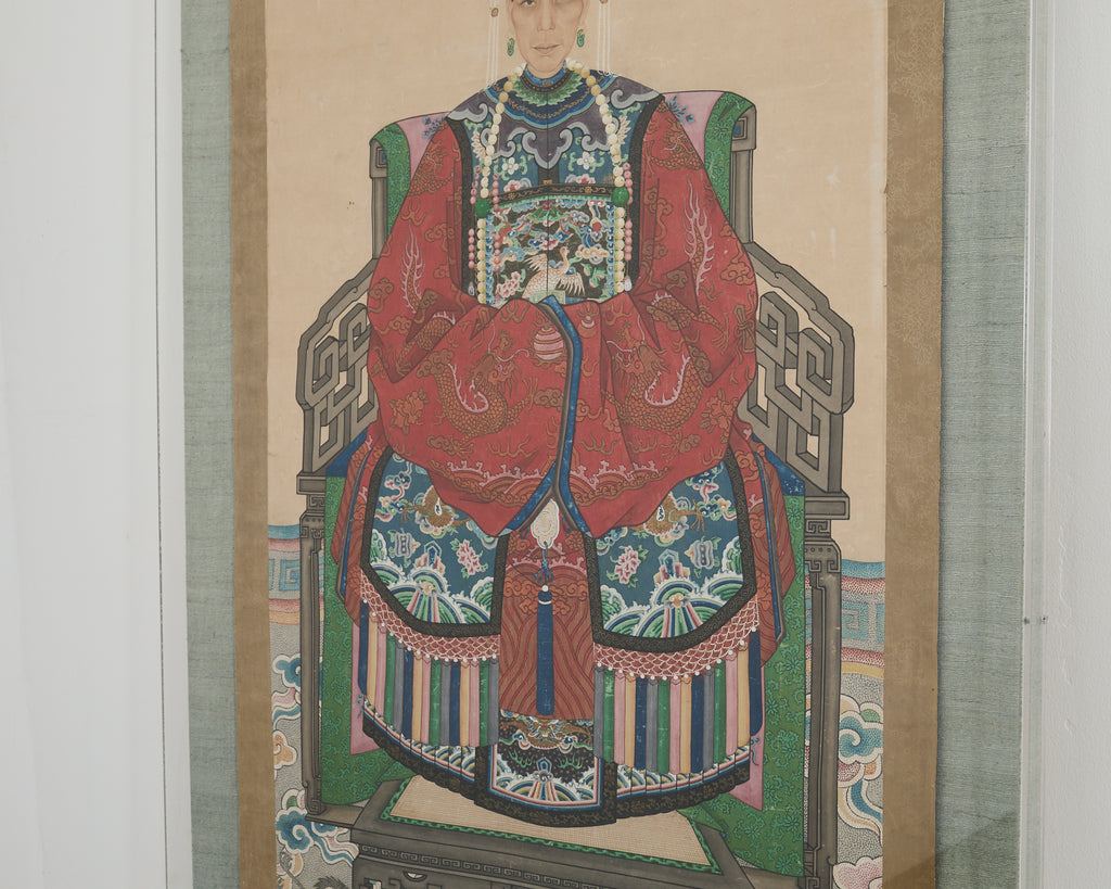 Monumental Chinese Ancestral Matriarch Scroll Portrait Painting