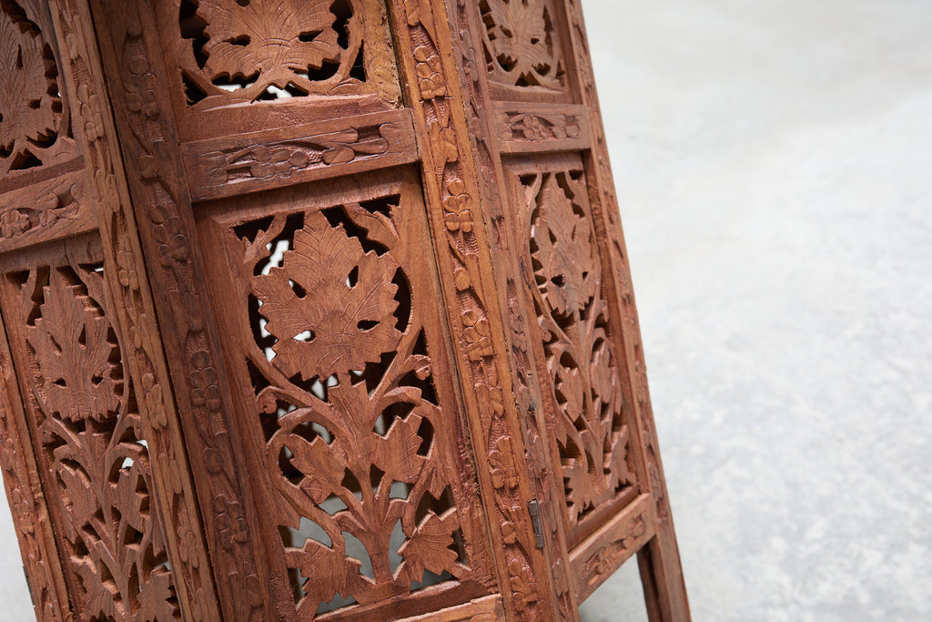 Moorish Style Carved Teak Inlaid Round Tabouret Drink Table
