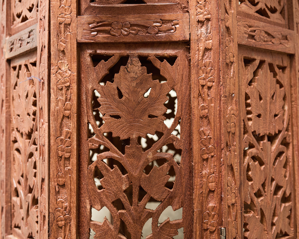 Moorish Style Carved Teak Inlaid Round Tabouret Drink Table