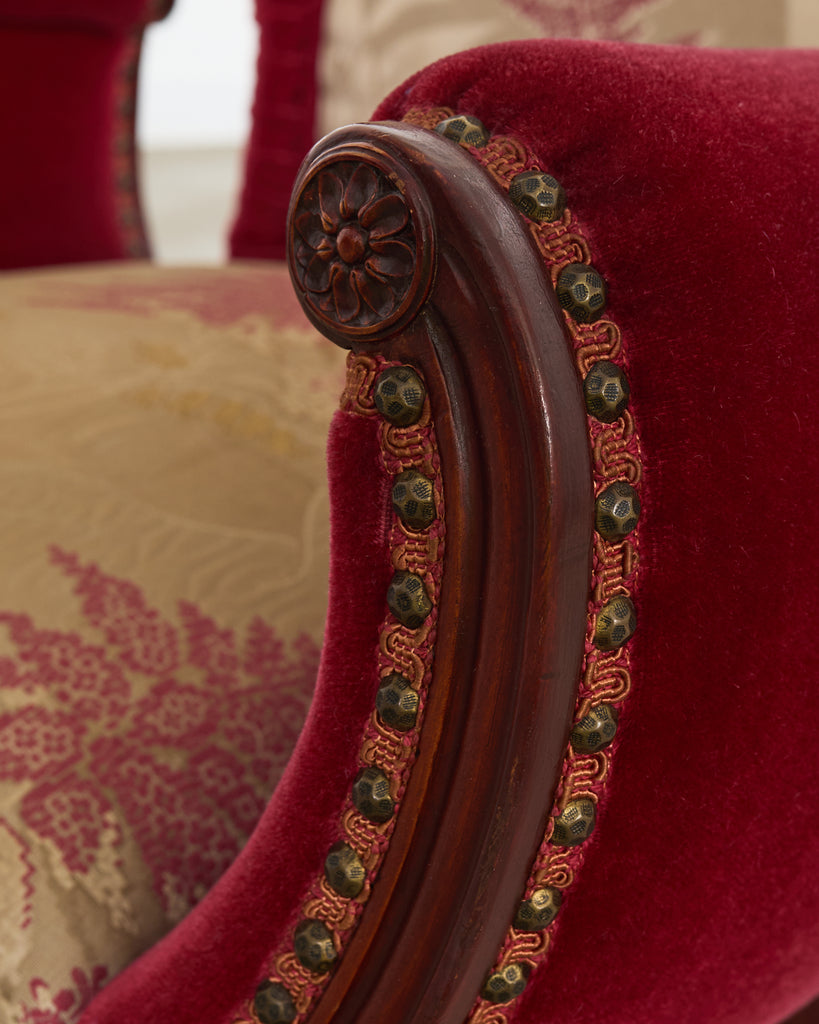 Pair of Grosfeld House Hollywood Regency Mahogany Armchairs