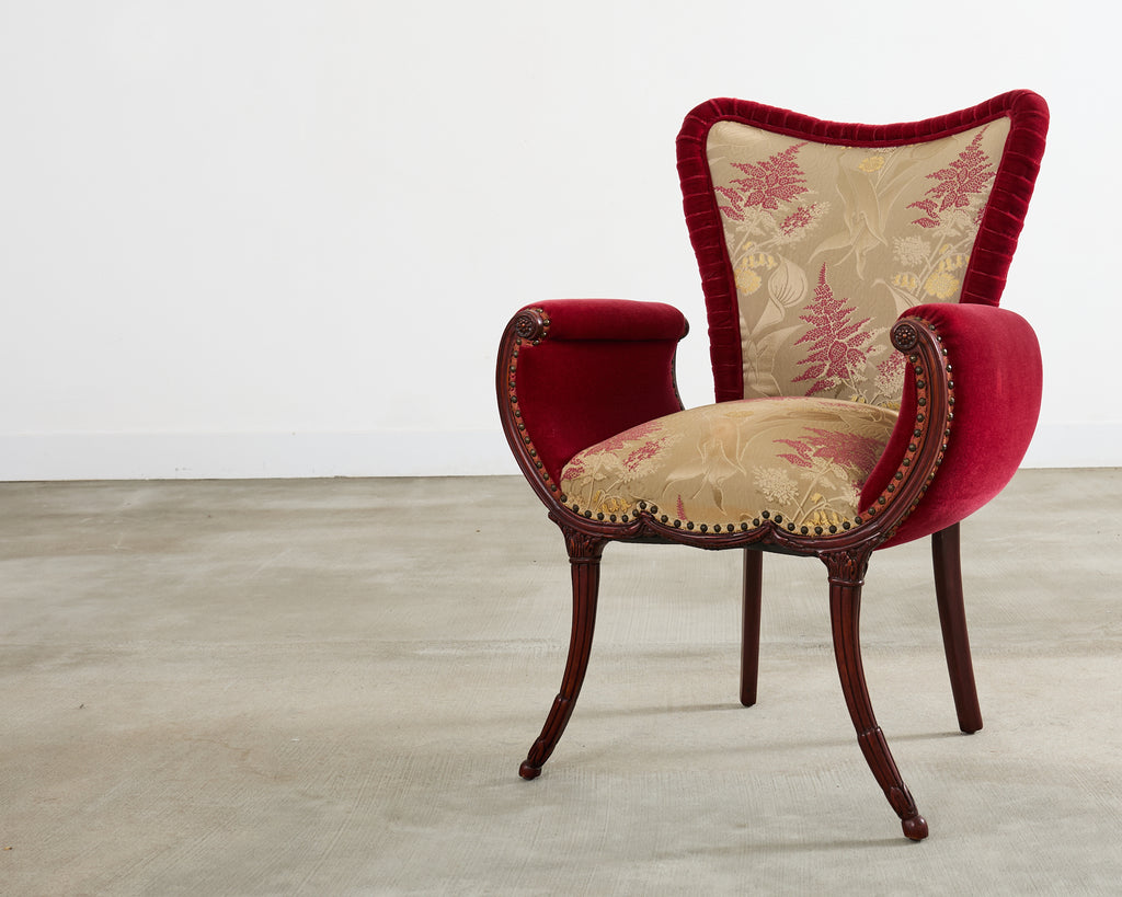 Pair of Grosfeld House Hollywood Regency Mahogany Armchairs