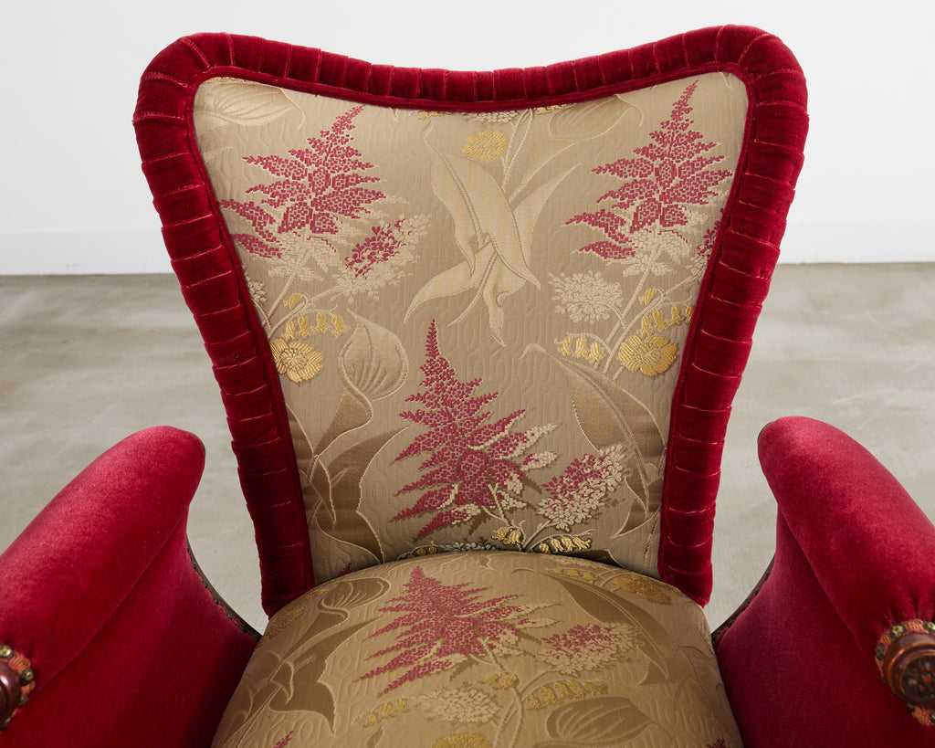 Pair of Grosfeld House Hollywood Regency Mahogany Armchairs