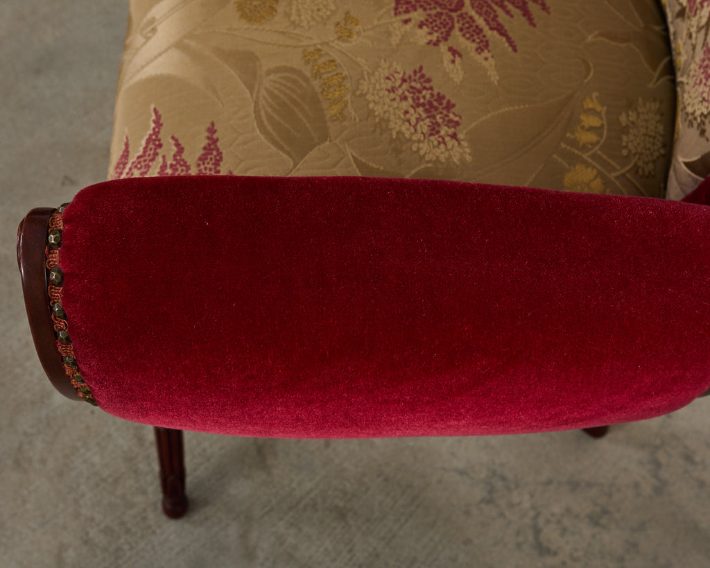 Pair of Grosfeld House Hollywood Regency Mahogany Armchairs