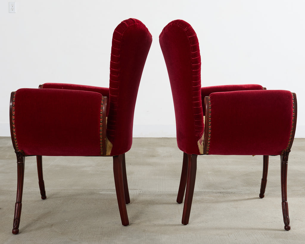 Pair of Grosfeld House Hollywood Regency Mahogany Armchairs