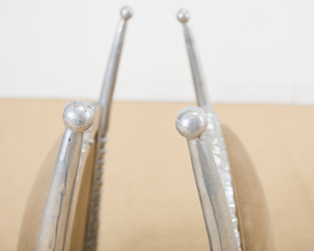 Set of Four Arthur Court Horned Antler Aluminum Dining Chairs