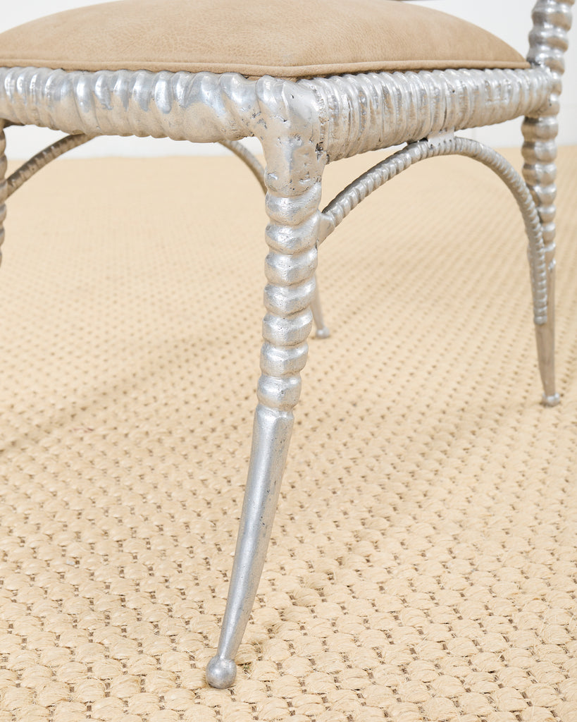Set of Four Arthur Court Horned Antler Aluminum Dining Chairs