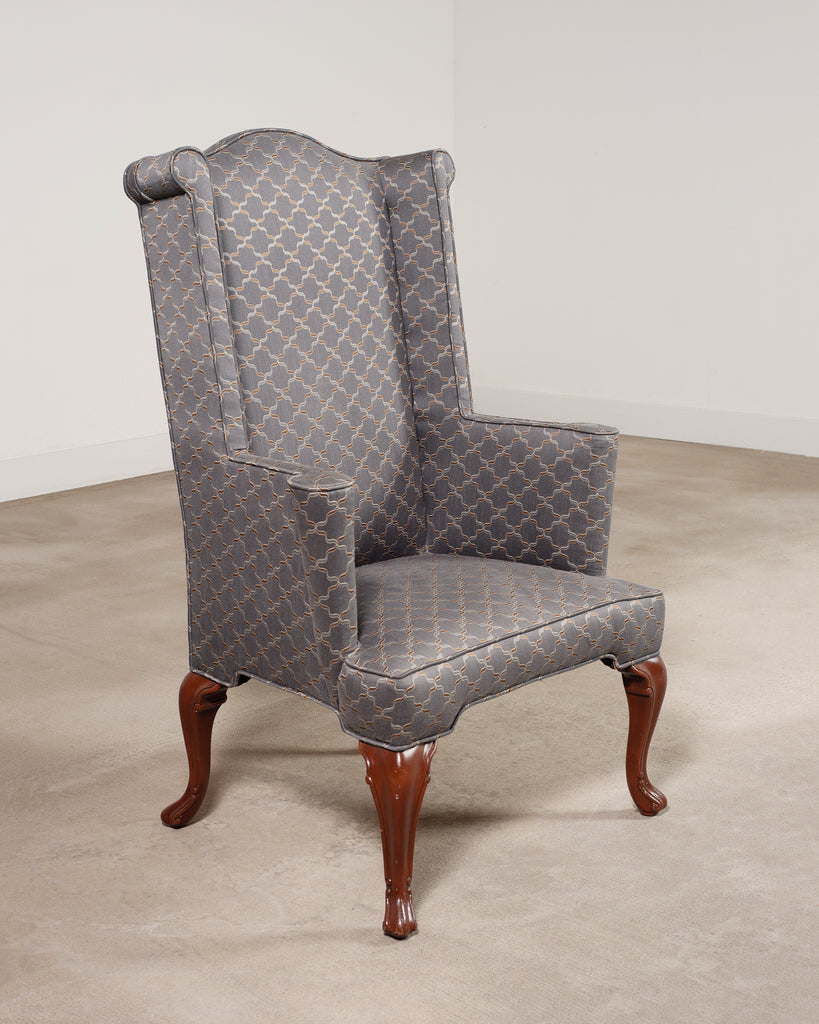 Mid-Century English Georgian Wingback Upholstered Armchair