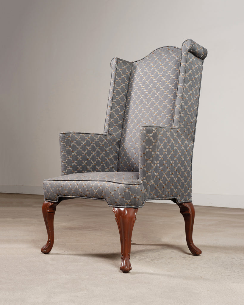 Mid-Century English Georgian Wingback Upholstered Armchair