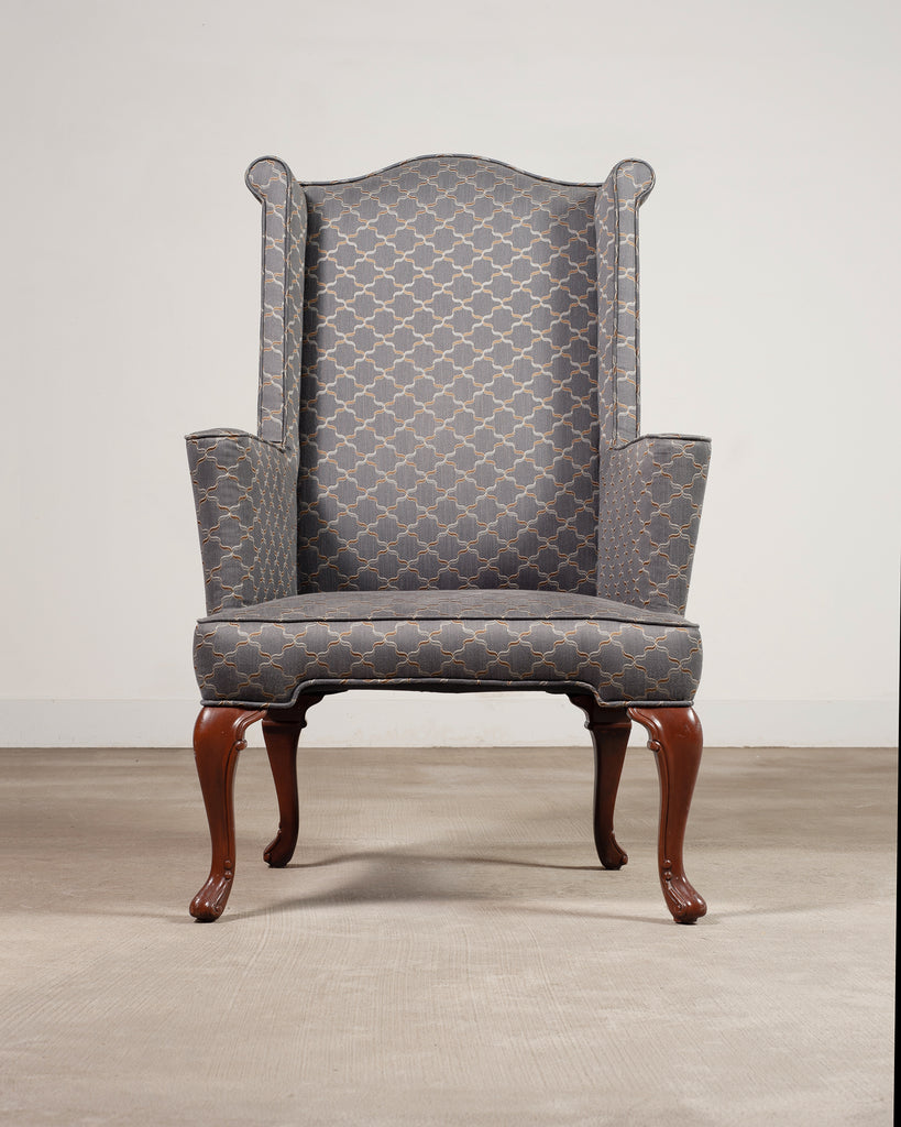 Mid-Century English Georgian Wingback Upholstered Armchair