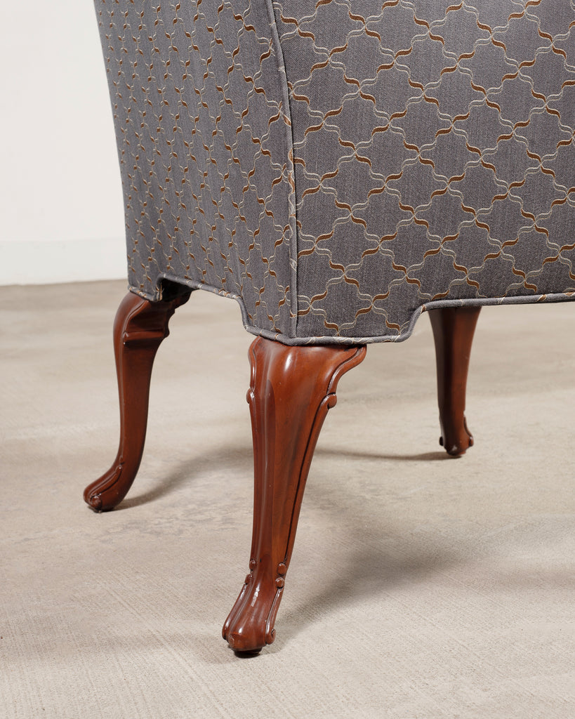 Mid-Century English Georgian Wingback Upholstered Armchair