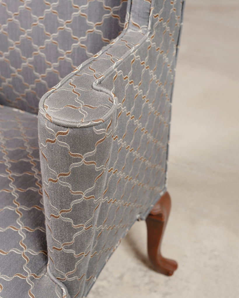 Mid-Century English Georgian Wingback Upholstered Armchair
