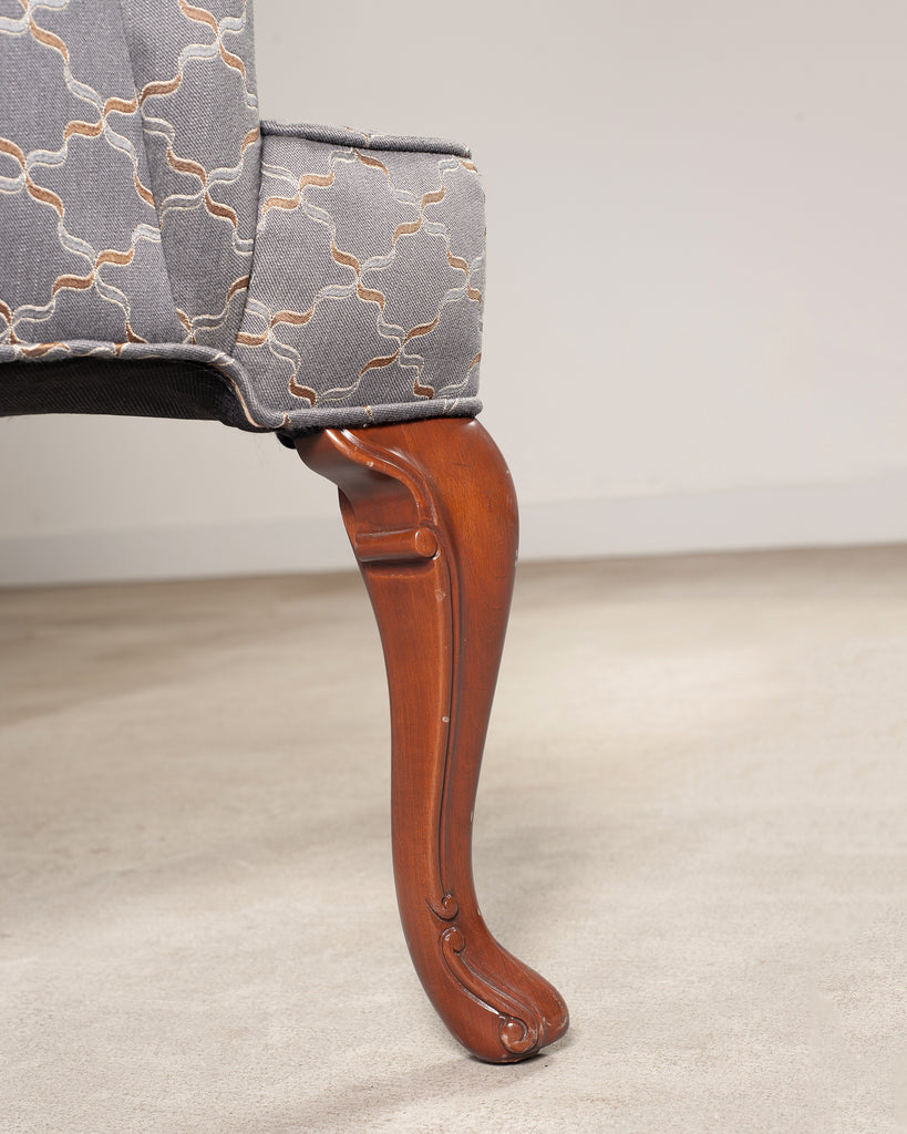 Mid-Century English Georgian Wingback Upholstered Armchair