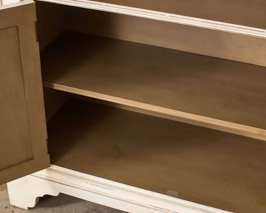 Pair of Baker Architectural Neoclassical Style Painted Library Bookcases