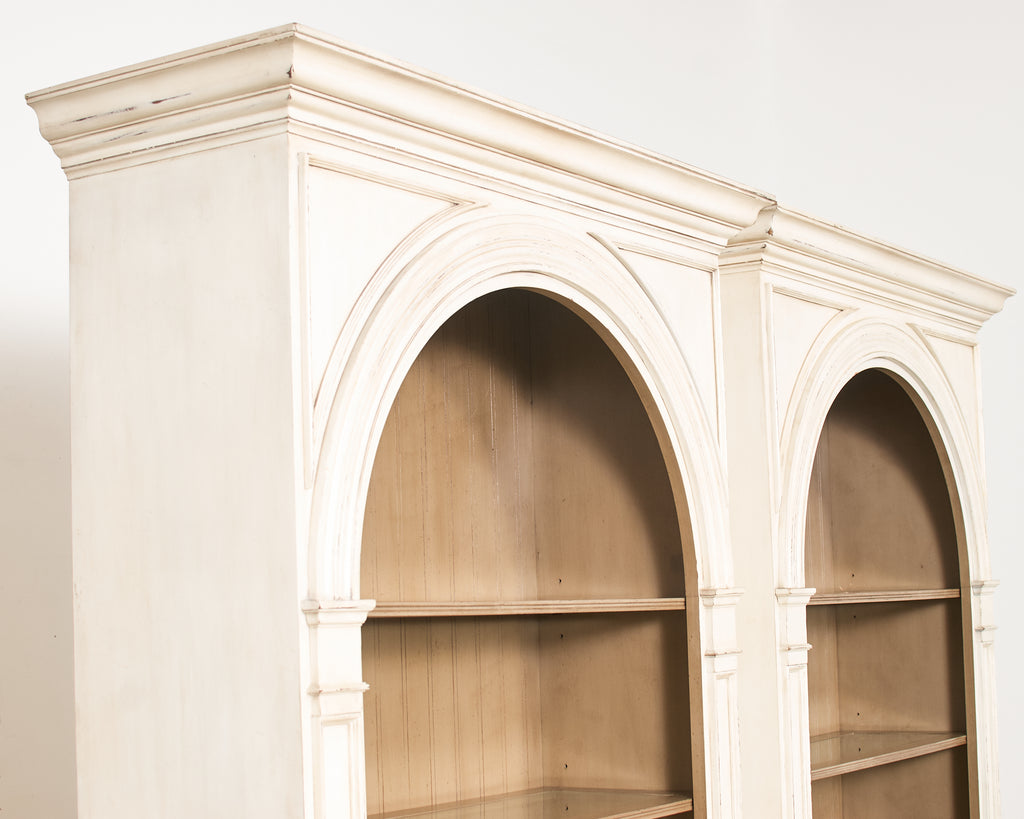 Pair of Baker Architectural Neoclassical Style Painted Library Bookcases