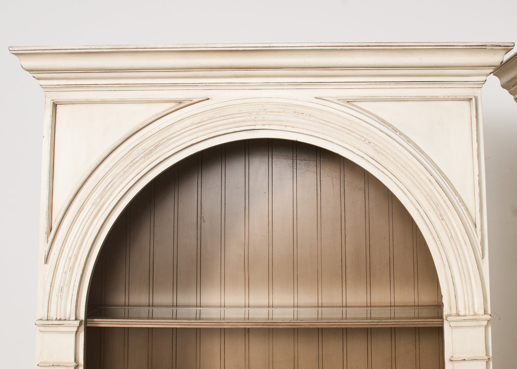 Pair of Baker Architectural Neoclassical Style Painted Library Bookcases