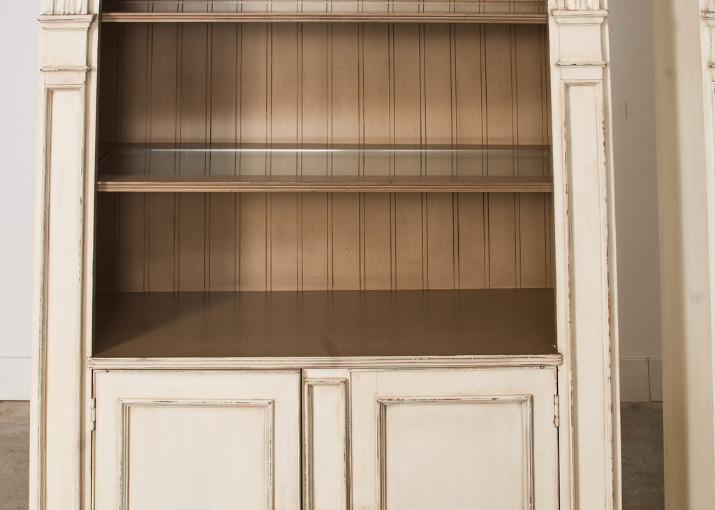 Pair of Baker Architectural Neoclassical Style Painted Library Bookcases