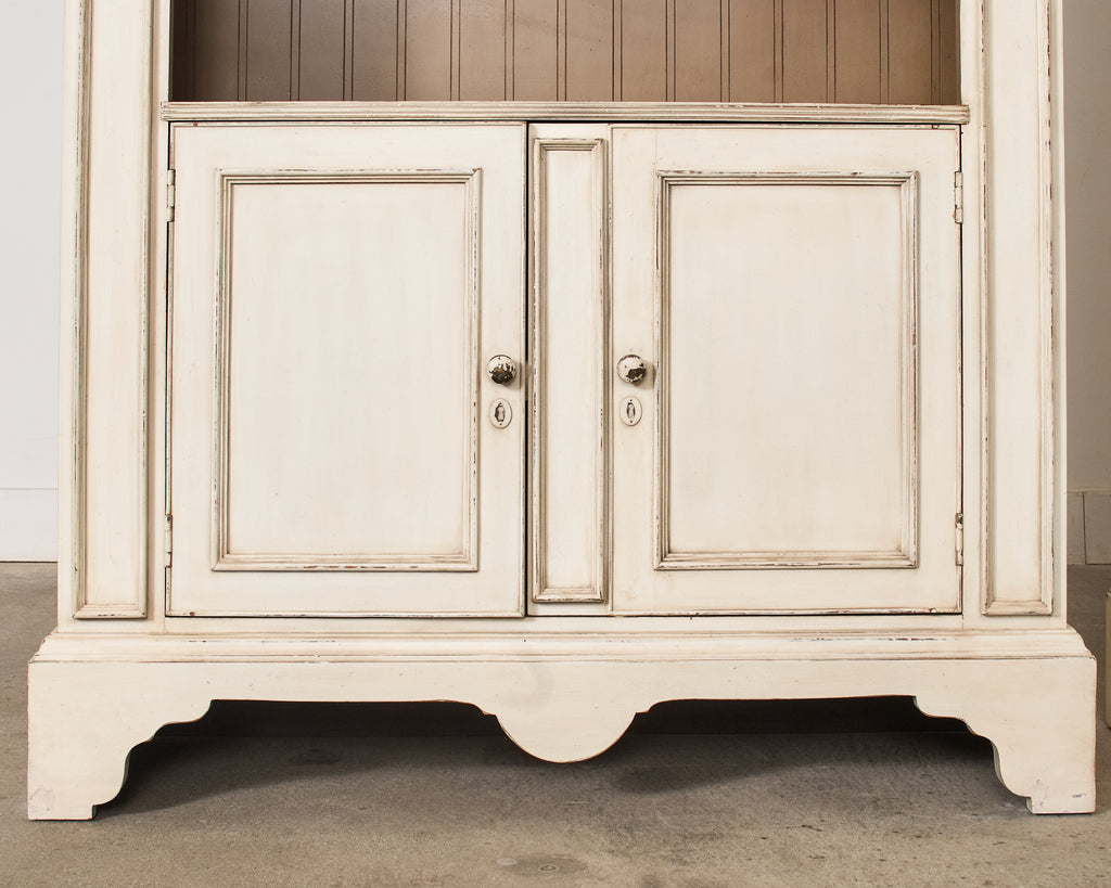 Pair of Baker Architectural Neoclassical Style Painted Library Bookcases