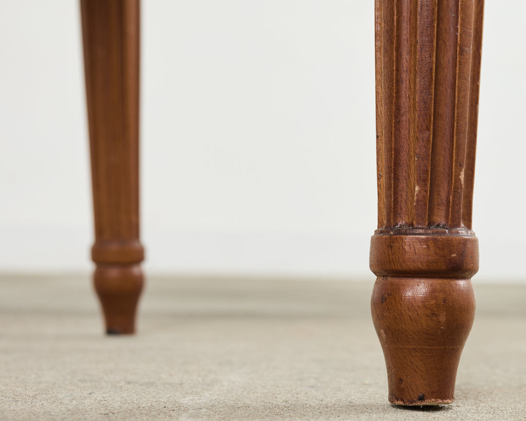 Set of Four French Louis XVI Style Dining Chairs with Brown Mohair