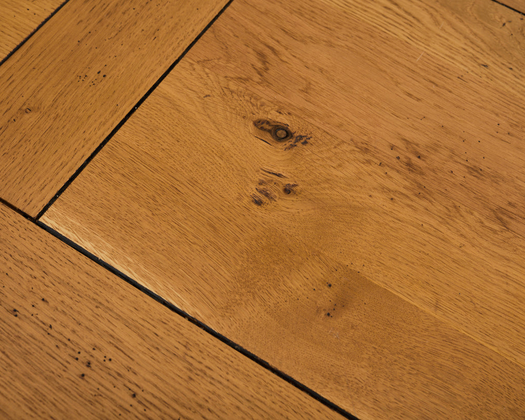 Country French Oak Farmhouse Trestle Dining Table Rounded Ends