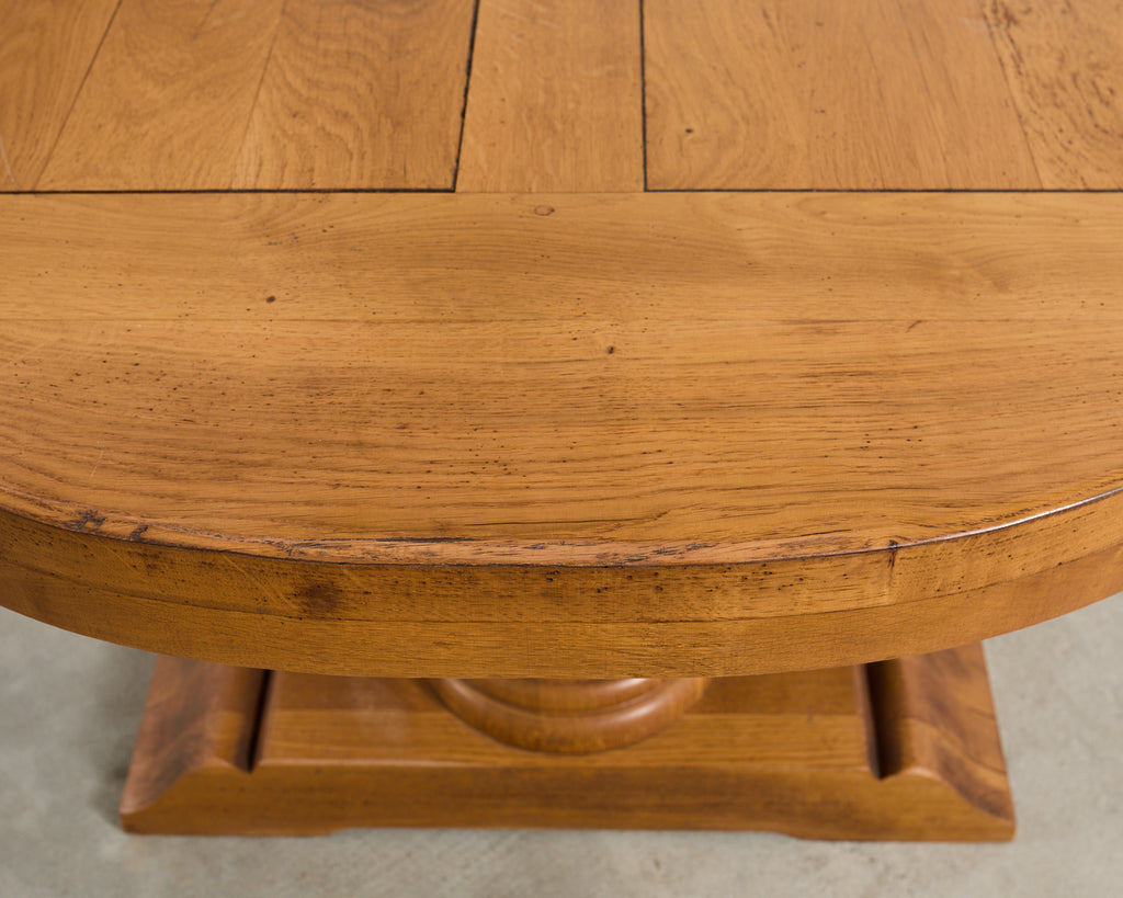 Country French Oak Farmhouse Trestle Dining Table Rounded Ends