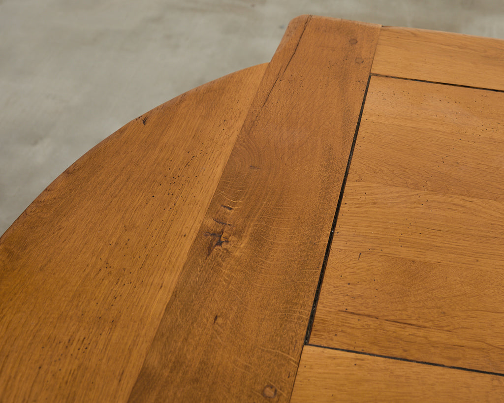Country French Oak Farmhouse Trestle Dining Table Rounded Ends