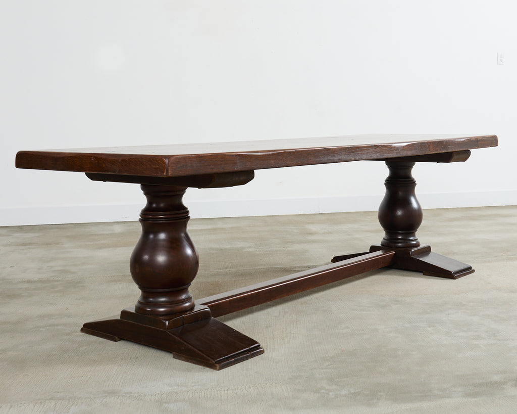 Country French Provincial Oak Farmhouse Baluster Leg Dining Table