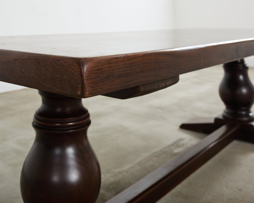 Country French Provincial Oak Farmhouse Baluster Leg Dining Table