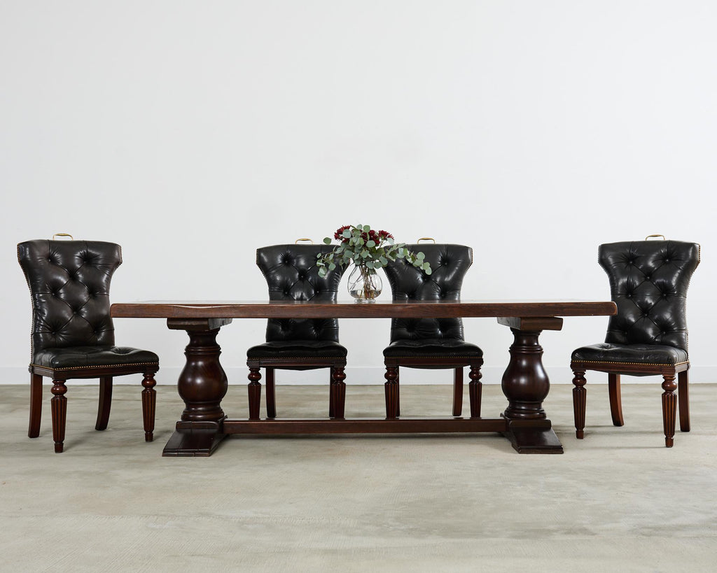 Country French Provincial Oak Farmhouse Baluster Leg Dining Table