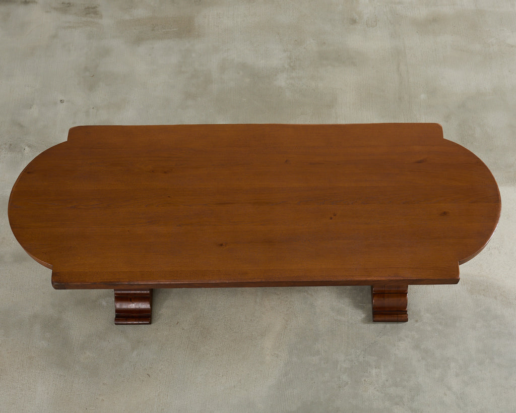 Country Italian Oak Farmhouse Trestle Dining Table Round Ends