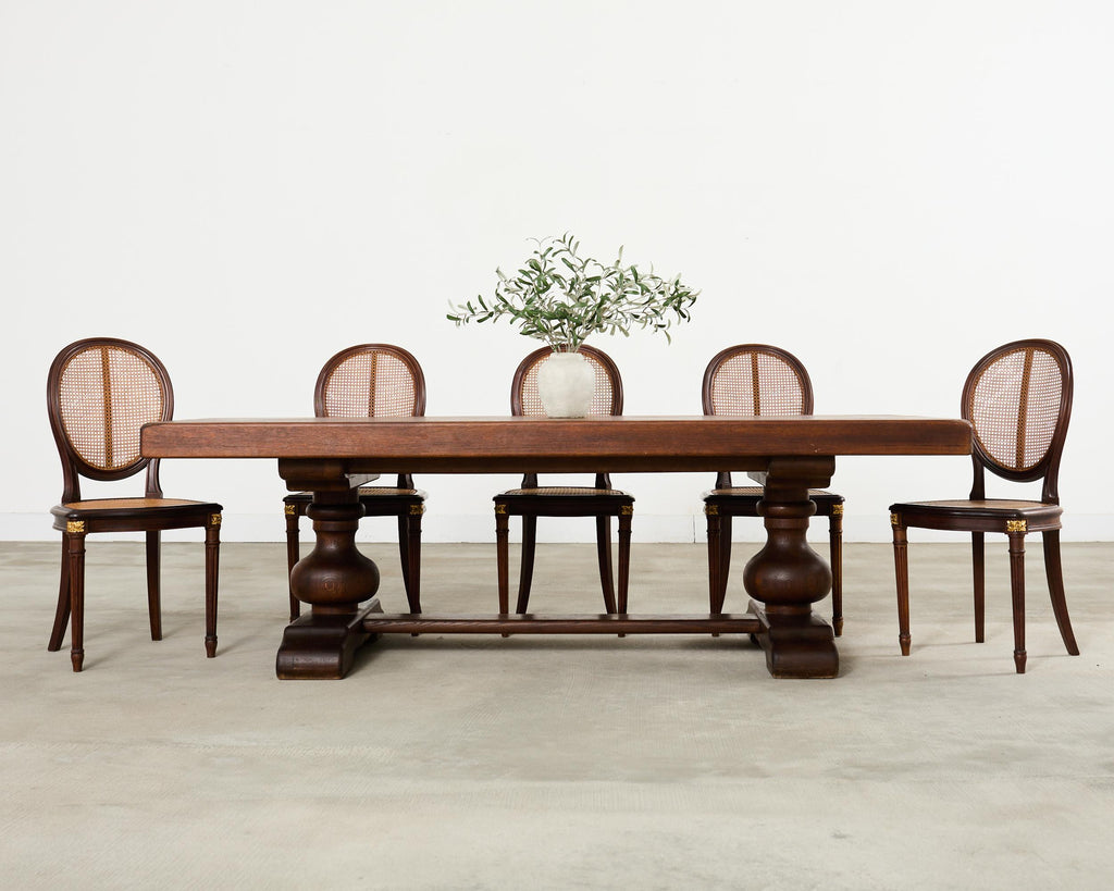 Grand Country French Oak Farmhouse Trestle Dining Table 7.5 Ft