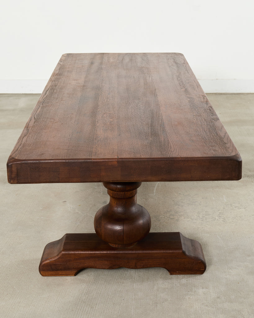 Grand Country French Oak Farmhouse Trestle Dining Table 7.5 Ft