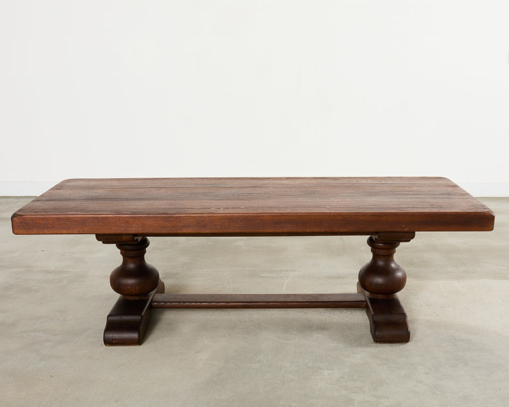 Grand Country French Oak Farmhouse Trestle Dining Table 7.5 Ft