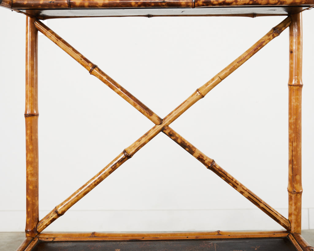 English Aesthetic Tortoise Bamboo Hall Shelf Magazine Rack