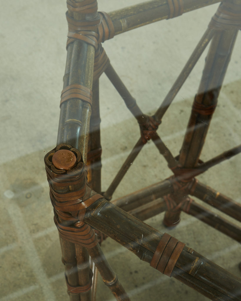 McGuire Organic Modern Bamboo Glass Top Dining Table