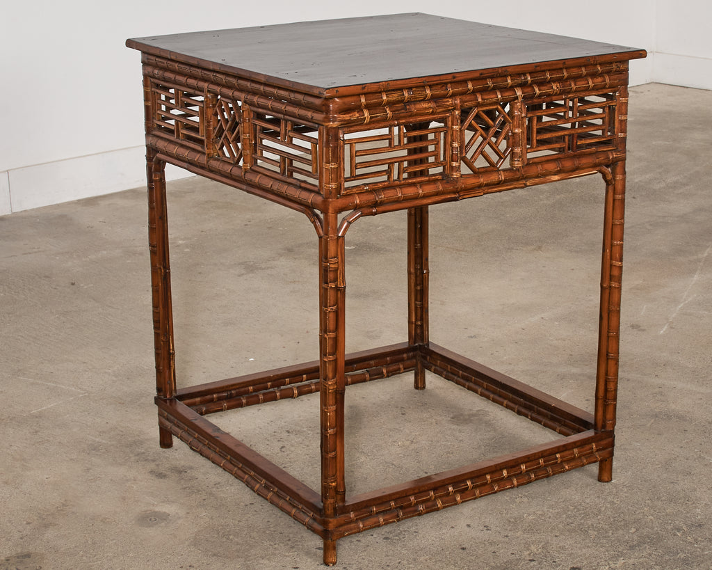 Chinese Export Bamboo Fretwork Square Center Table