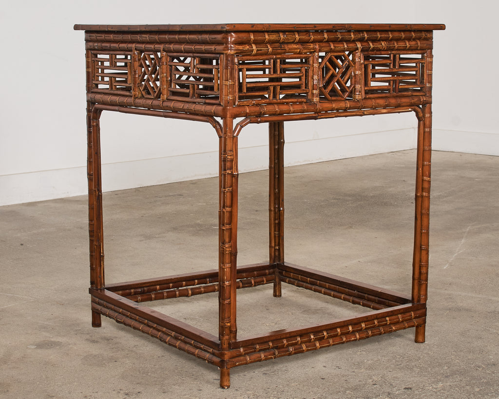 Chinese Export Bamboo Fretwork Square Center Table